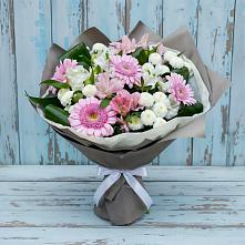 Букет цветов из:  Герберы, Альстромерии и Хризантемы #REPLACE_PRED# Пудость