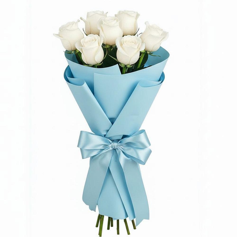 Букет 7 белых роз Проуд в Пудость