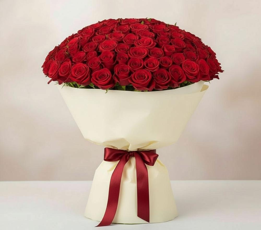 Букет 101 Красная роза Милано в Пудость