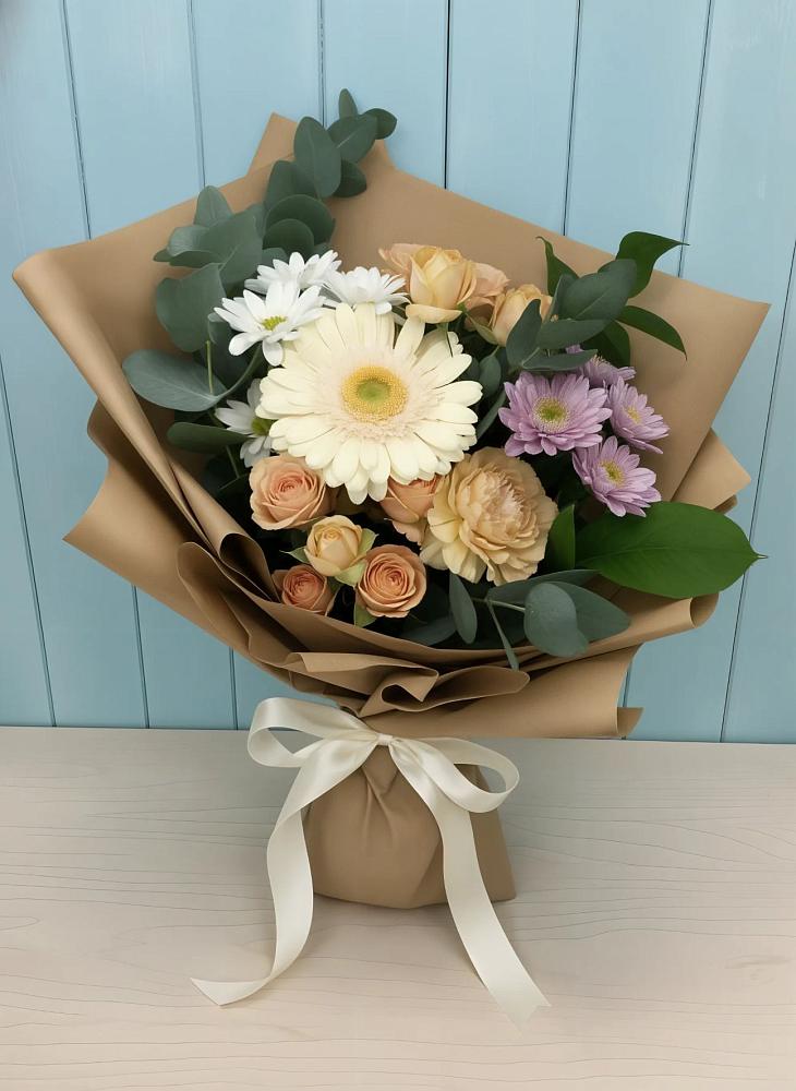 Букет цветов из: Герберы и Хризантемы в Пудость