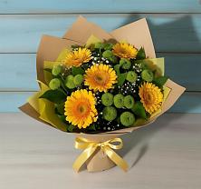 Букет цветов из:  Герберы и Хризантемы в Пудость