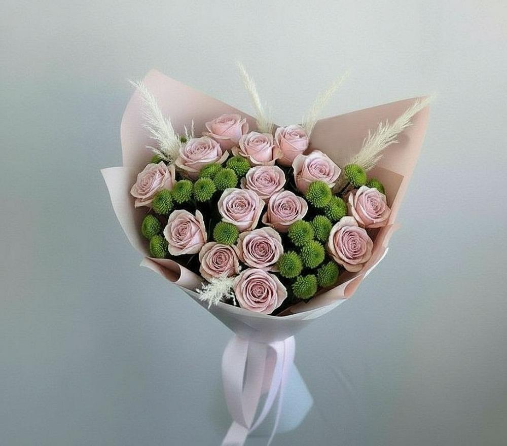 Букет цветов из: Розы и Хризантемы в Пудость