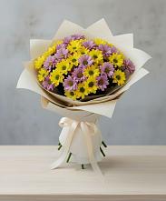 Букет цветов из:  Хризантемы #REPLACE_PRED# Пудость