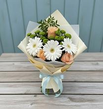 Букет цветов из:  Герберы, Розы и Хризантемы #REPLACE_PRED# Пудость