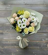 Букет цветов из:  Альстромерии, Розы и Хризантемы #REPLACE_PRED# Пудость