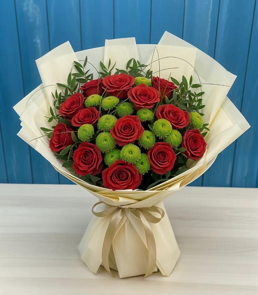 Букет цветов из: Розы и Хризантемы в Пудость