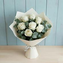 Букет Белые розы в Эвкалипте #REPLACE_PRED# Пудость