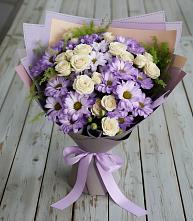 Букет цветов из:  Хризантемы и Розы #REPLACE_PRED# Пудость